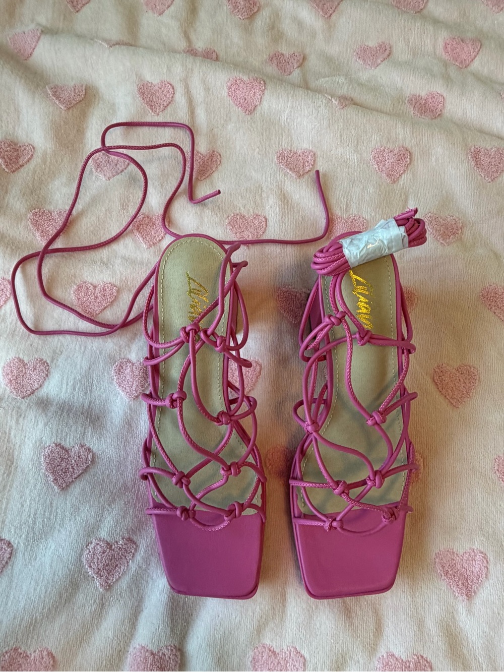 Liliana Fuchsia Pink Lace-Up Knotted Sandals